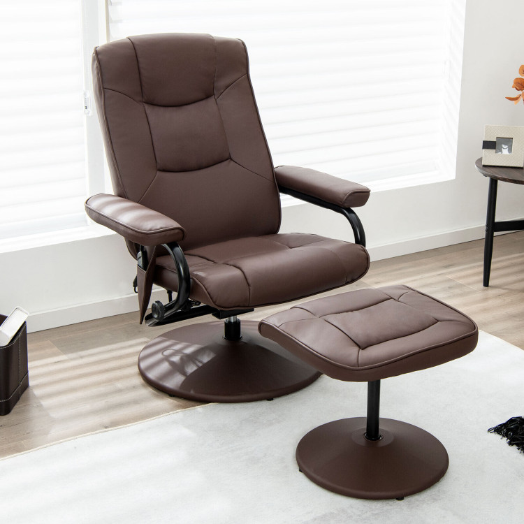 360°Swivel Massage Recliner Chair with Ottoman-BrownCostway Gallery View 7 of 10
